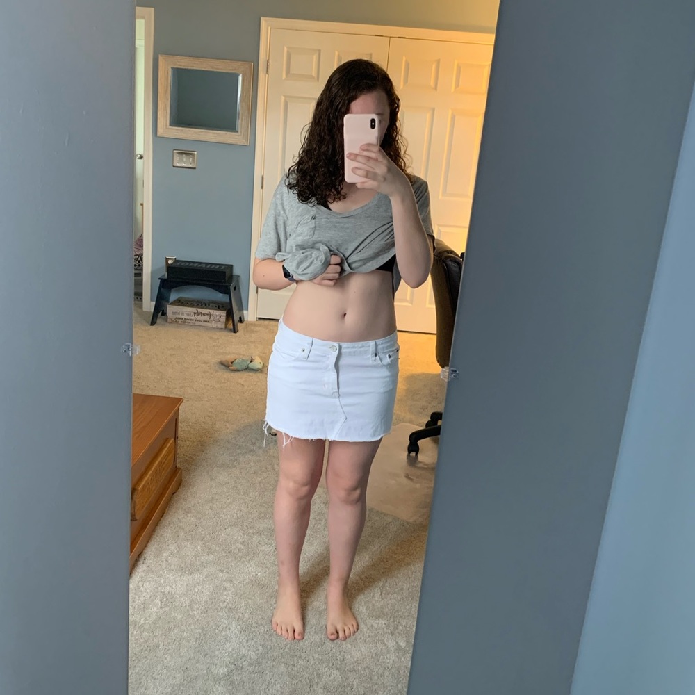 White Jean Skirt